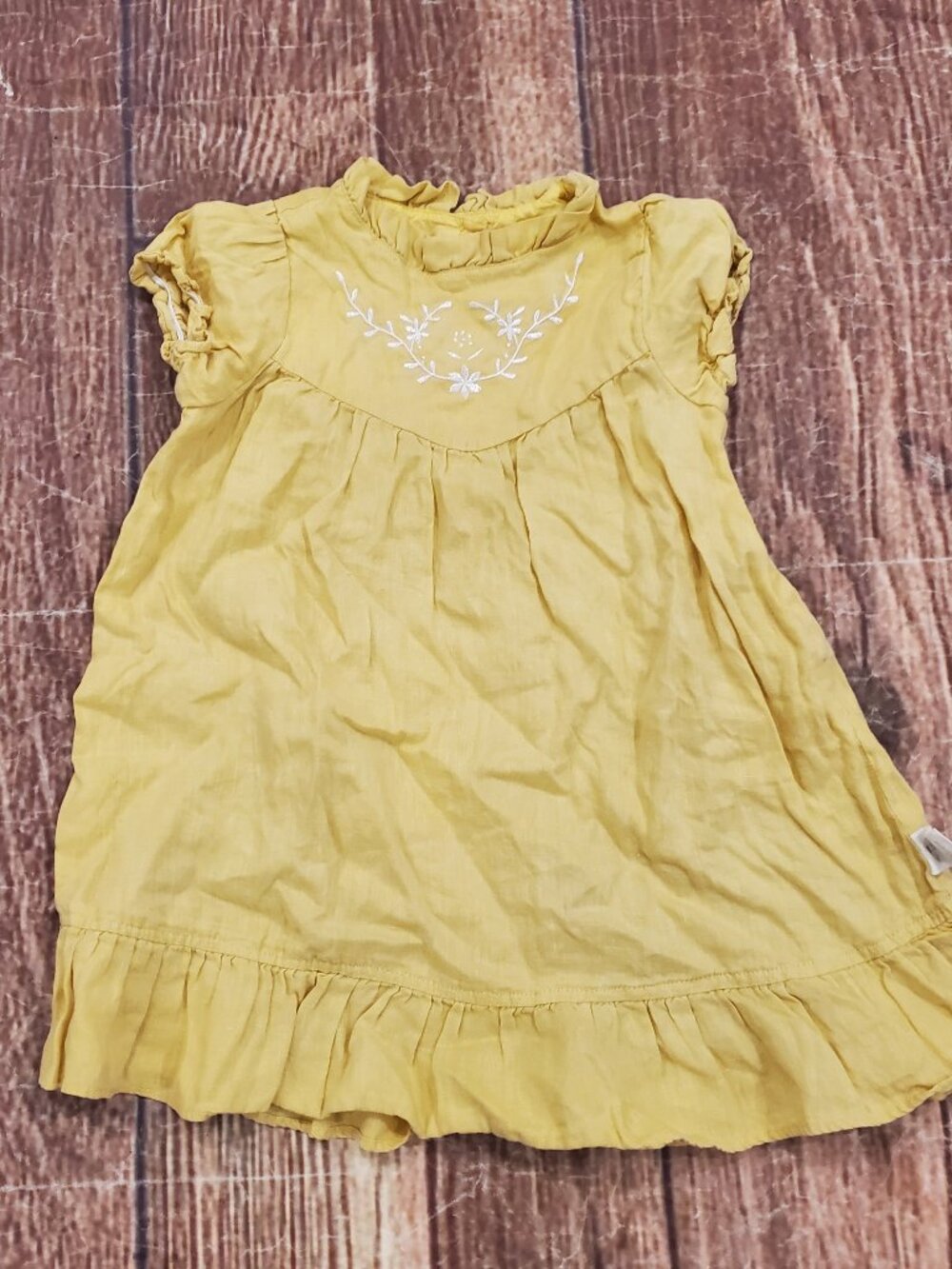 Mave & Janie Kids Yellow Ruffle Summer Linen Dress sz 24m